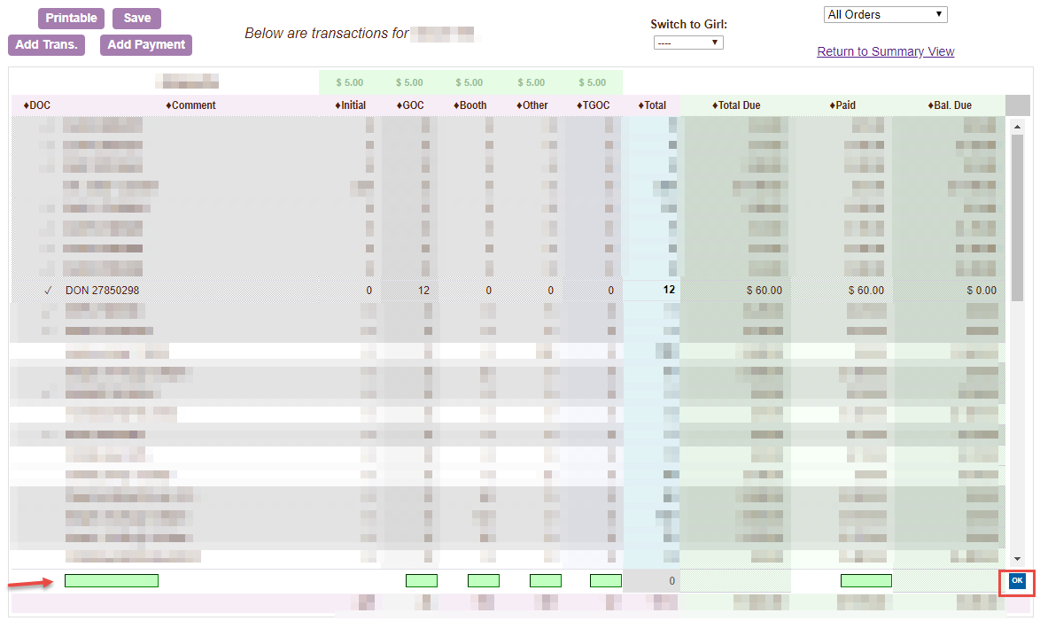 Form Fields on Girl Transaction in eBudde